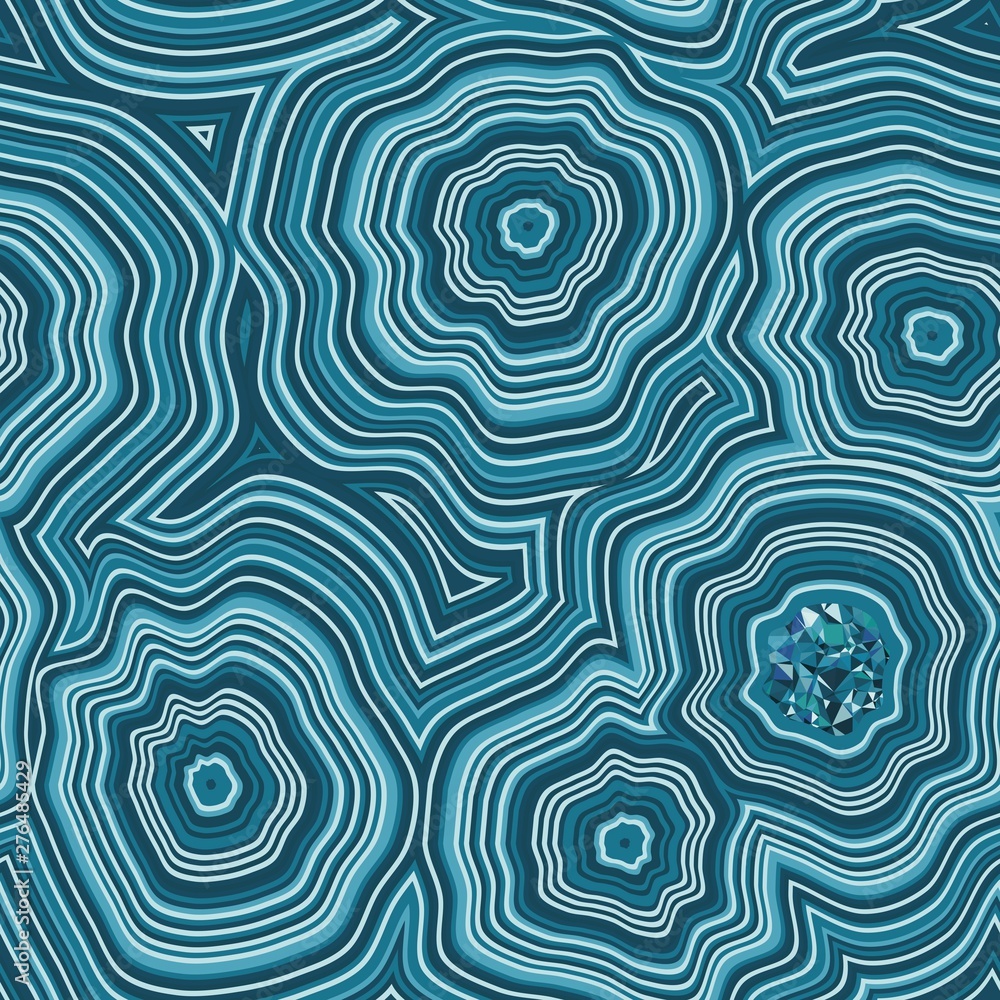 Obraz premium Infinite Agate Geode Seamless Repeat Vector Pattern Swatch. Bands and crystal centers. Abstract, natural, contours, raw, earth, stone, rock, mineral, nature, random, colorful. Generative Art. 