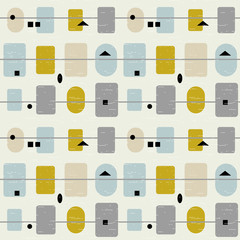 Keuken achterwand Jaren 50 patronen Pastel geometrisch mid-century vormenpatroon  © dinadankersdesign