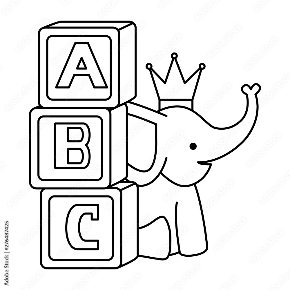 cute little elephant with blocks alphabet cute little elephant with blocks alphabet