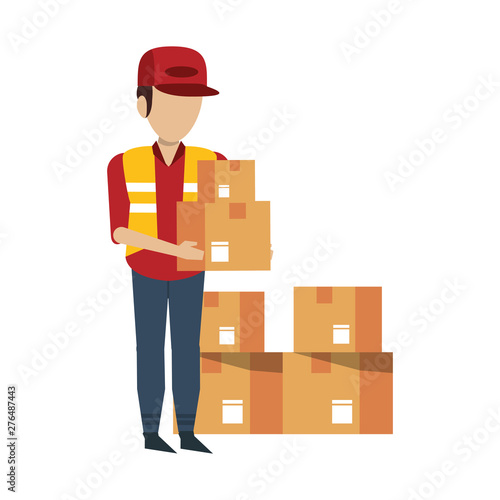 Warehouse worker logistics job concept