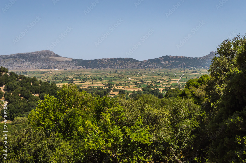 View of the fertile Lassithi Plateau in Crete.