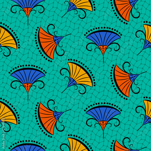 African style bright seamless vector pattern. © Tapkimonkey