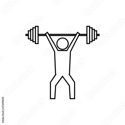 Military press icon in line style isolated on white background. Gym and workout symbol. training activities at the fitness center using a barbell. - vector