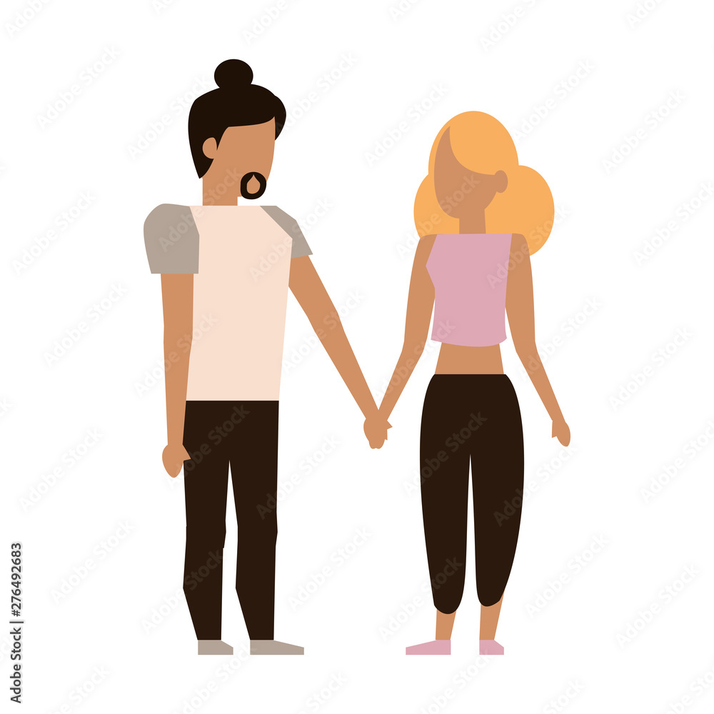 Young couple avatar faceless