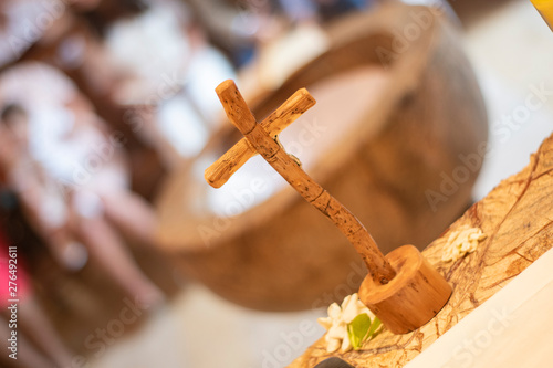 This is a Capture of a Baptism celebrated in Lebanon and you can see the white and gold color theme in the picture photo