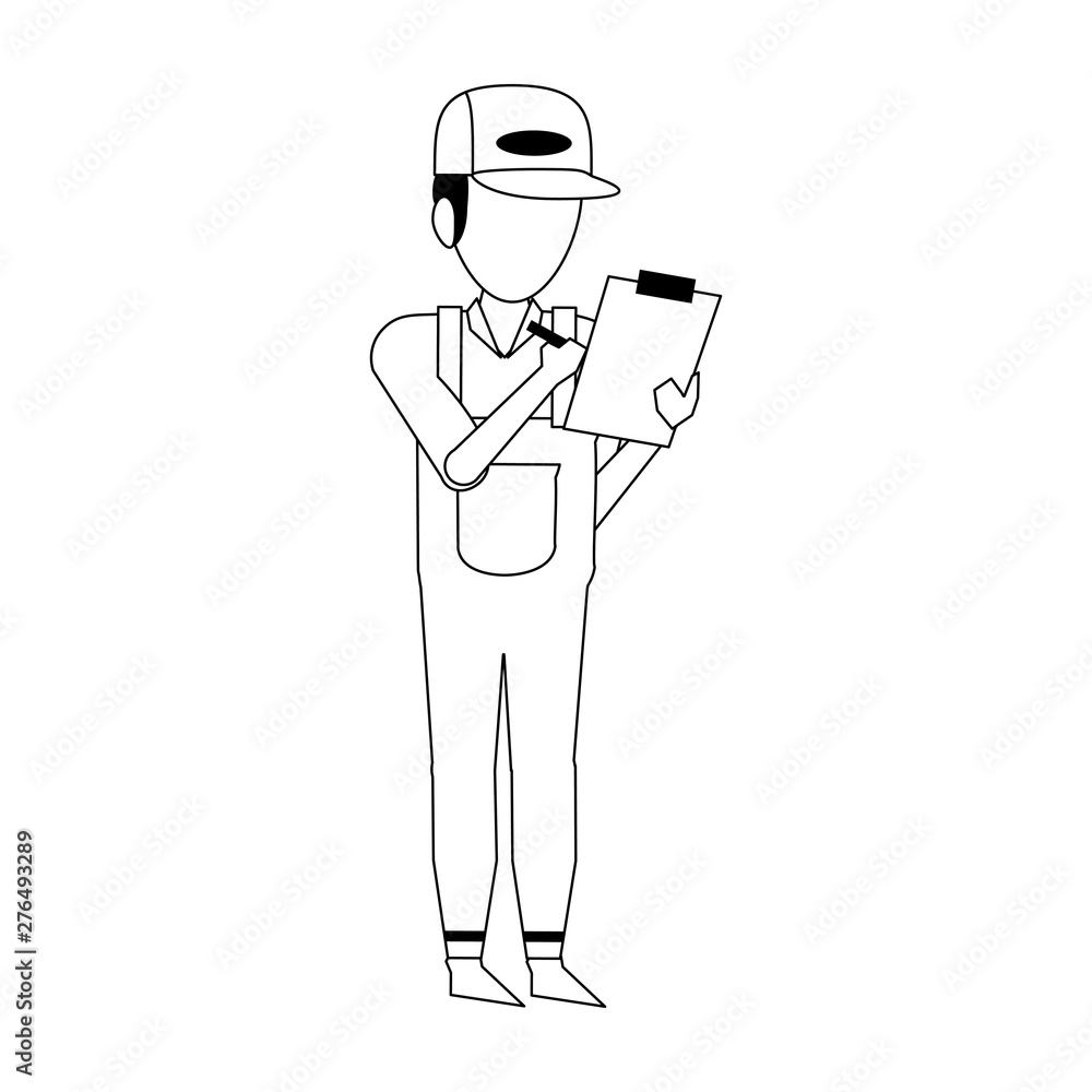 Warehouse worker logistics job concept in black and white Warehouse worker logistics job concept in black and white