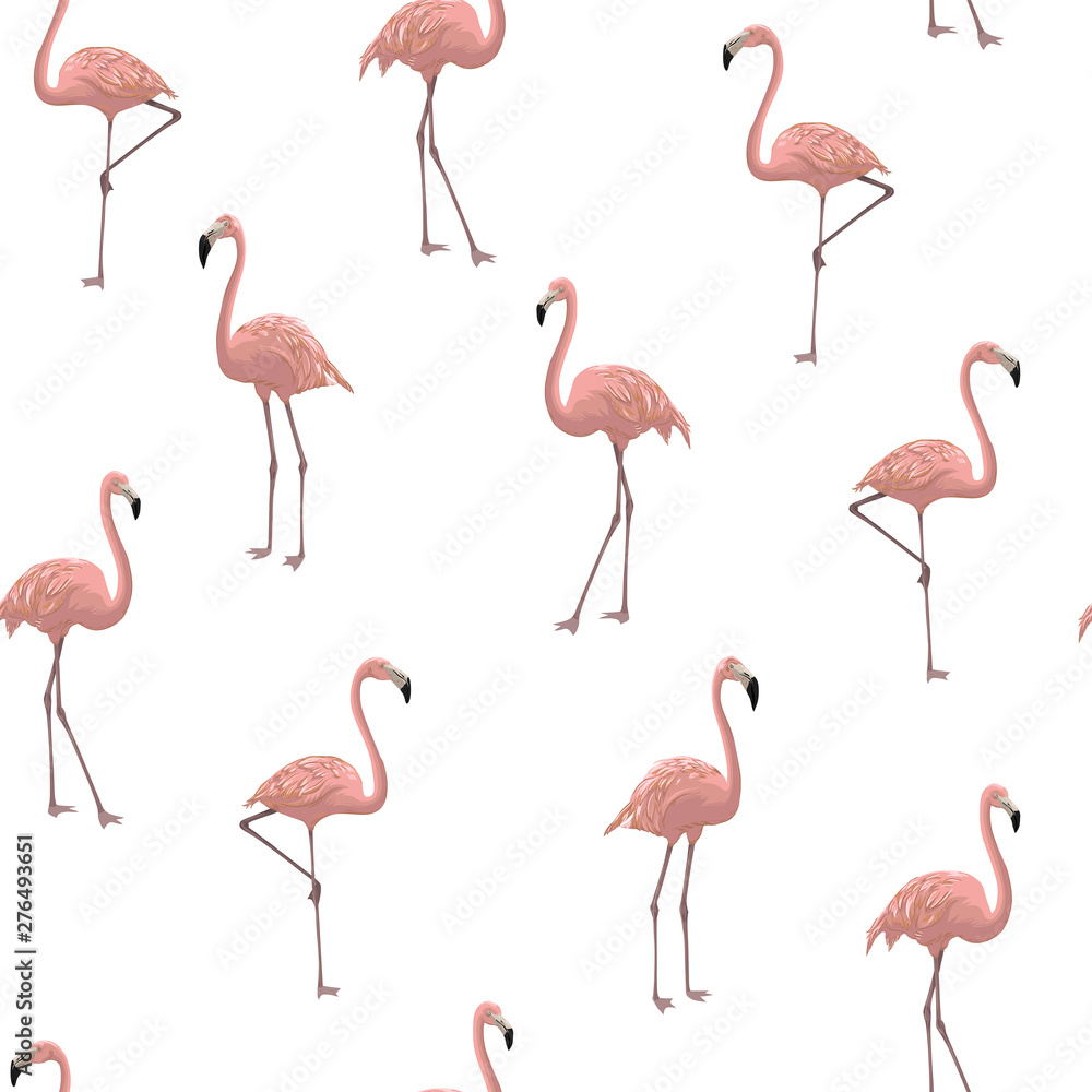 Naklejka premium vector seamless realistic flamingo pattern