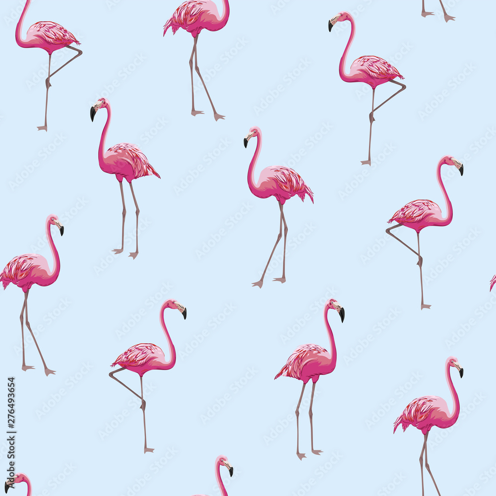 Naklejka premium vector seamless realistic flamingo pattern