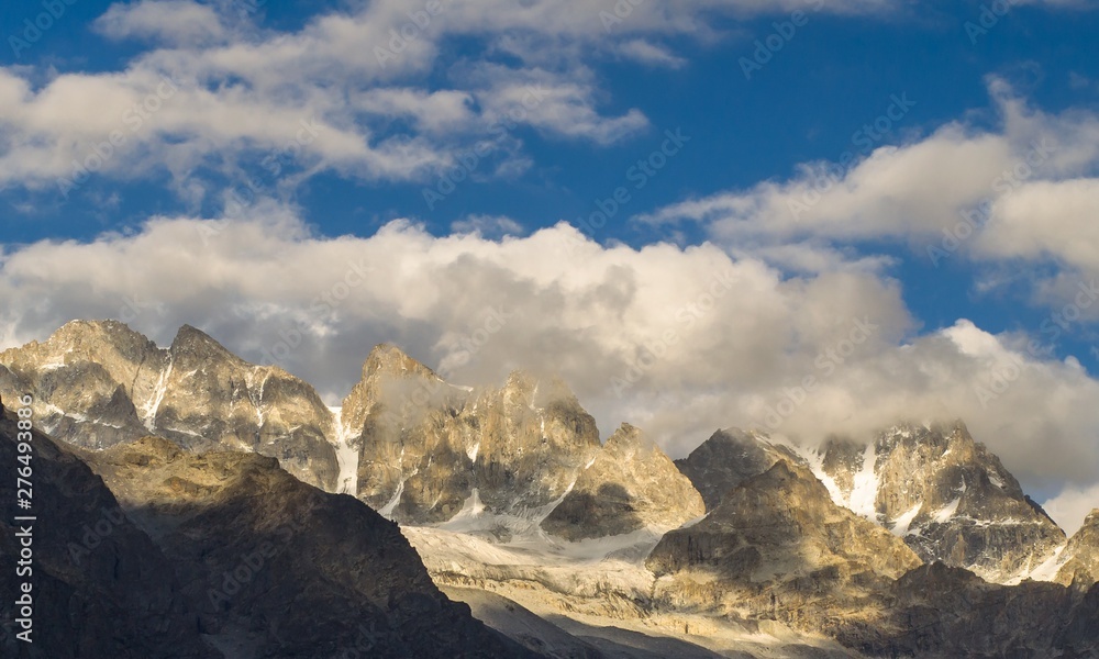 High altittude mountains and clouds