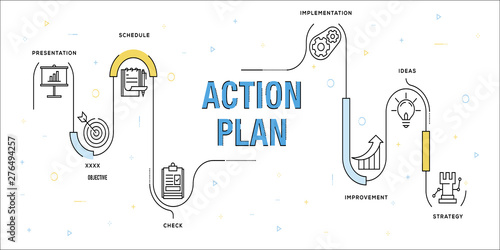 Action Plan Vector Concept and Infographic Design Elements in Linear Style