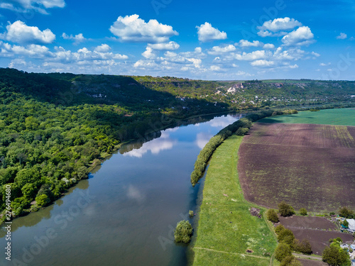 Wonders of Moldova, high altitude aerial shot of river Dniester photo