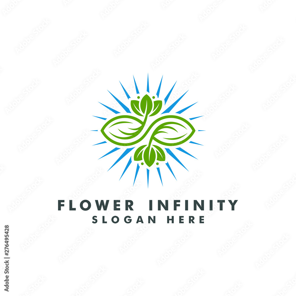 green infinity logo template. eco leaf icon symbol vector illustration green infinity logo template. eco leaf icon symbol vector illustration