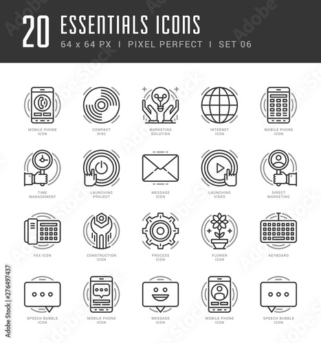 Line icons set trendy modern flat thin linear stroke vector essentials objects concept.