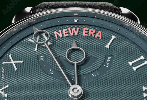 Achieve New_era, come close to New_era or make it nearer or reach sooner - a watch symbolizing short time between now and New_era., 3d illustration