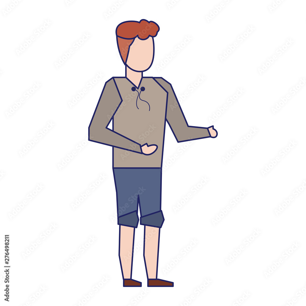 Young man faceless avatar with casual clothes blue lines Young man faceless avatar with casual clothes blue lines
