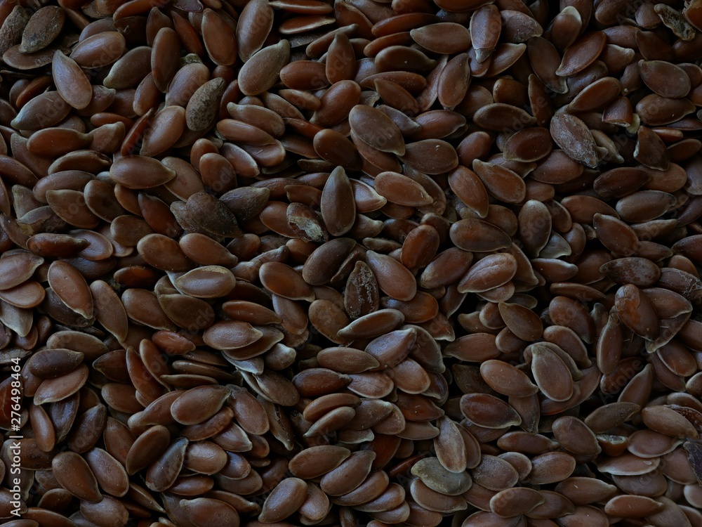 Close-up of Brown Flaxseeds, Food Background Close-up of Brown Flaxseeds, Food Background