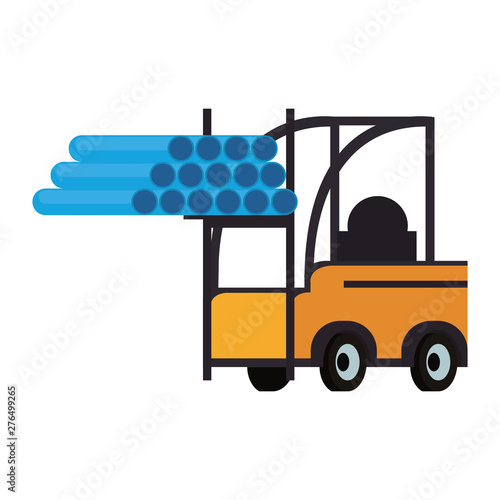 Warehouse and shipping forklift with cargo