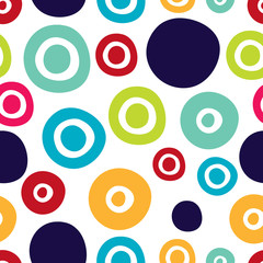 Acrylglasbilder Polka-Dot-Muster Fröhliche Polka Dots Stoffmuster bunt  © vyazovskaya