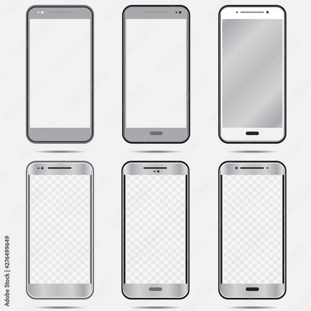 smartphone black white isolated set in gray color-01 smartphone black white isolated set in gray color-01