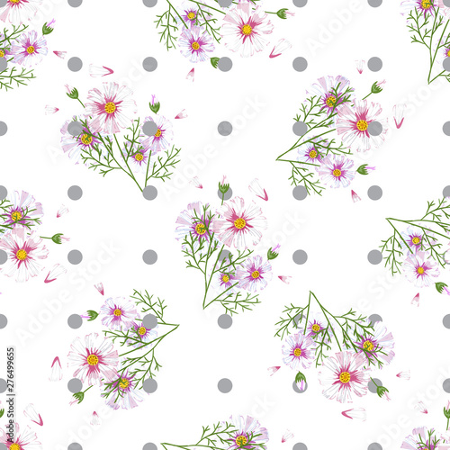 Field of white chamomile  great design for any purposes. Abstract bouquet design. Retro style.