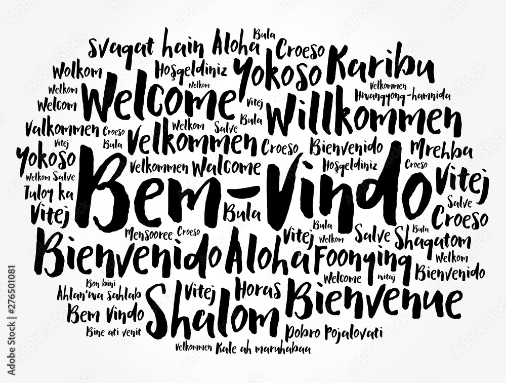 Fototapeta premium Bem-Vindo (Welcome in Portuguese) word cloud in different languages