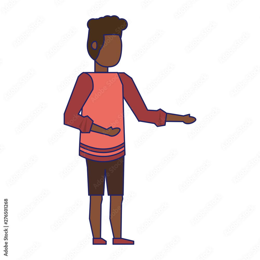 Young man faceless avatar with casual clothes blue lines