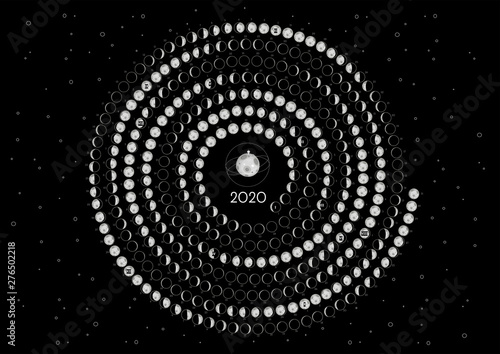 Moon Calendar 2020 Southern Hemisphere Black Rounded