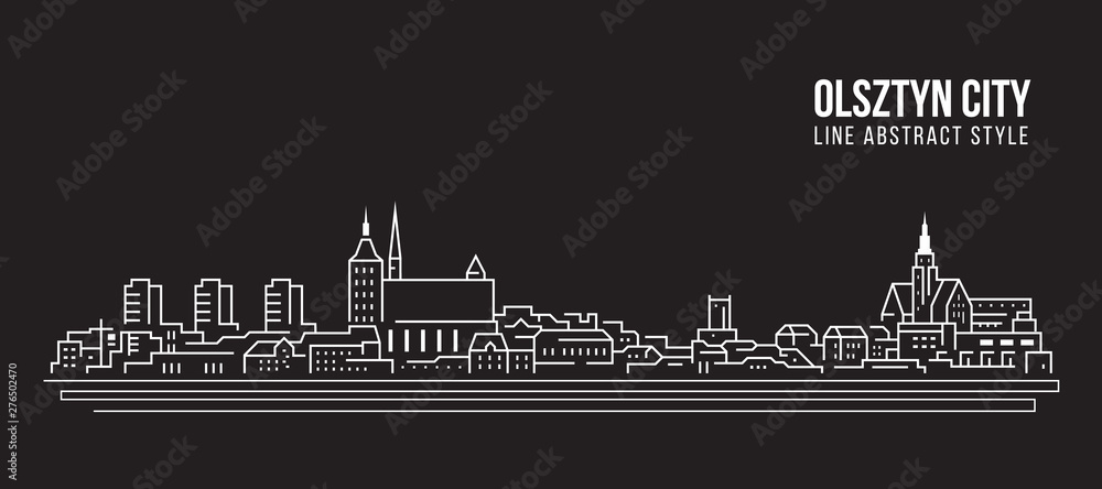 Cityscape Building Line art Vector Illustration design - Olsztyn city - obrazy, fototapety, plakaty 