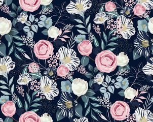 Fotobehang Lichtroze patronen Lentebloemen patroon voor feestelijke sfeer  © Jung Suk hyun