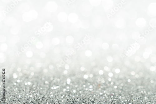 Silver sparkle glitter abstract bokeh background Christmas 