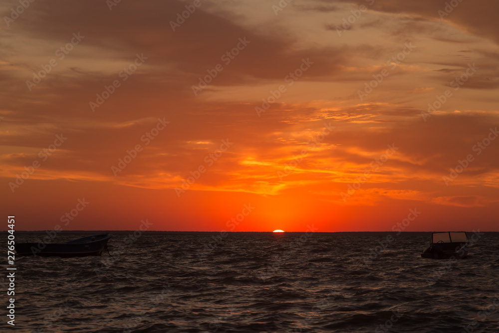 beautiful sunrise summer morning on the Azov Sea