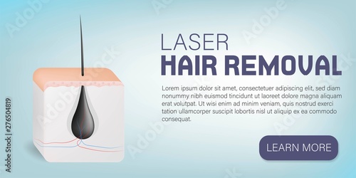 View of Human Skin with hair. Removal hair Procedure. 3D Vector Realistic Illustration, Poster