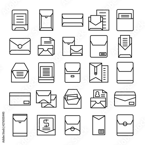 envelope, mail and letter icons set