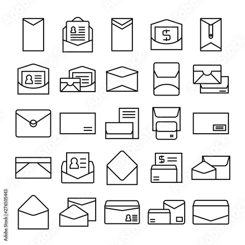 envelope, mail and letter icons set