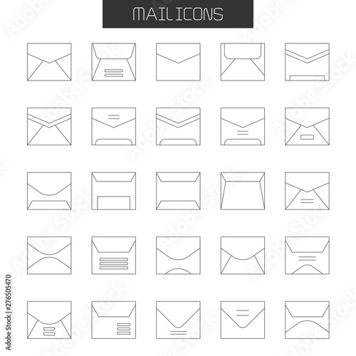 envelope, mail and letter icons set