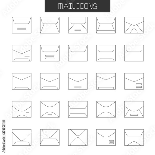 envelope, mail and letter icons set