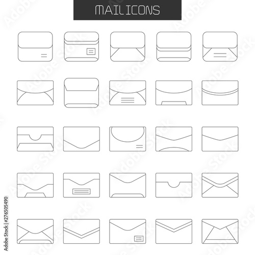 envelope, mail and letter icons set
