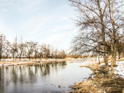 Incredible spring. Thaw.  River. Nature prepares itself for spring © Olha Nion