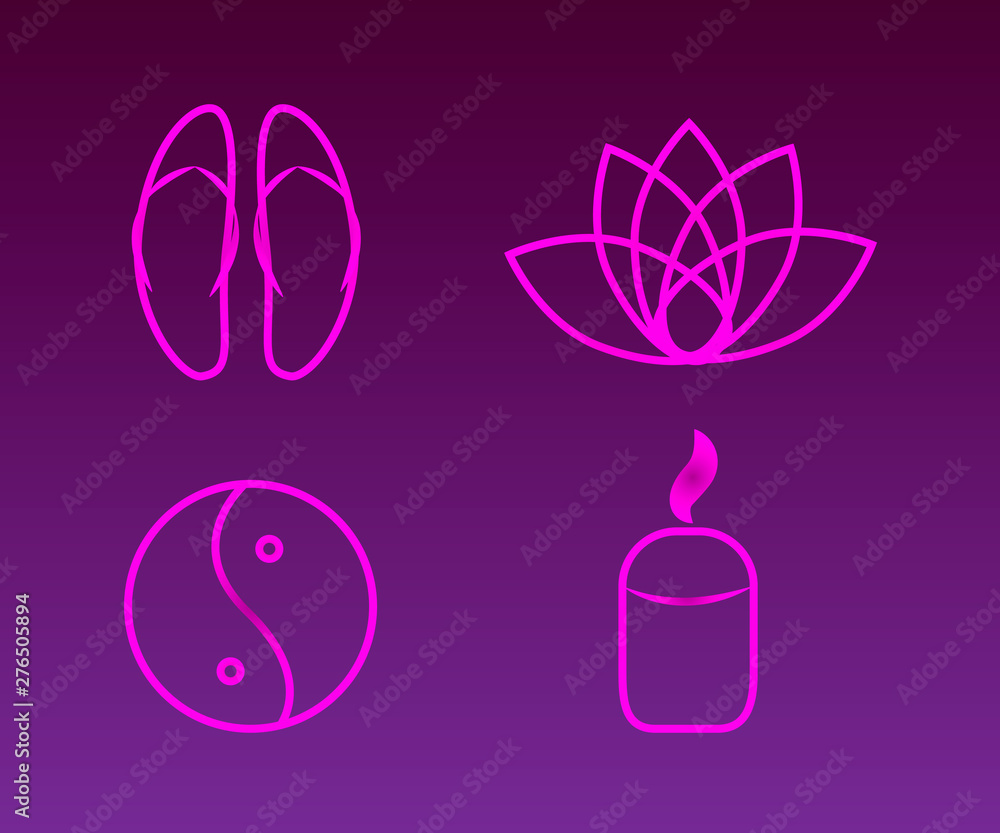 neon yoga meditation icons. Vector graphics