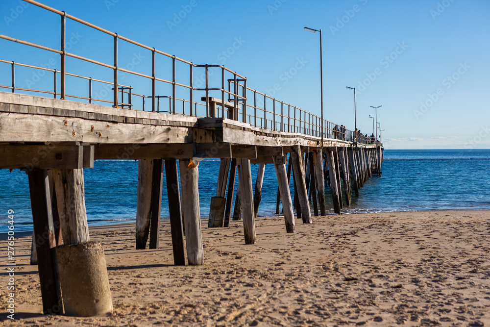 Port Noarlunga jetty on a calm sunny day  in South Australia on 23rd June 2019