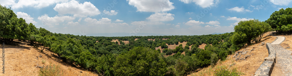 Panoramic view of big maar in Odem forest, Israel