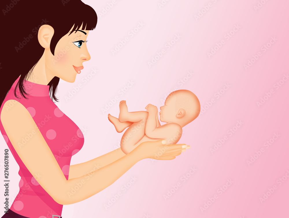 mother with baby born in her hands mother with baby born in her hands