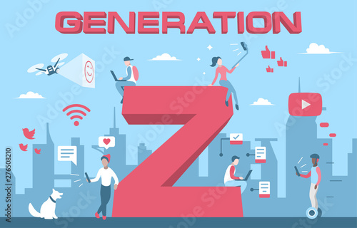 Colorful vector illustration generation Z of young people