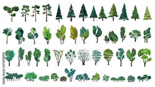 Fényképezés huge collection of stylized isolated green plants for your illustrations