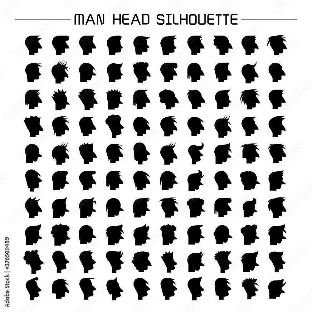 big set of silhouette human head icons set big set of silhouette human head icons set