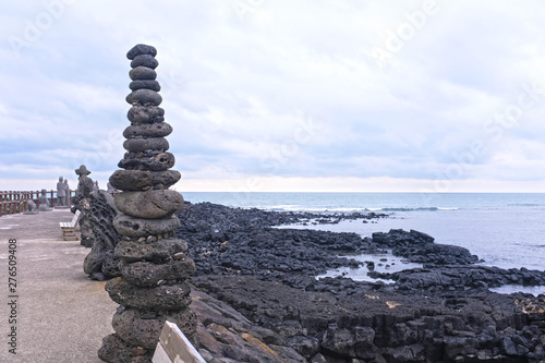 basalt tower of Jeju island, Korea travel