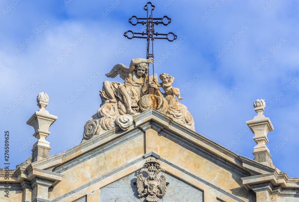 Details of Catania Cathedral in Catania on the island of Sicily, Italy