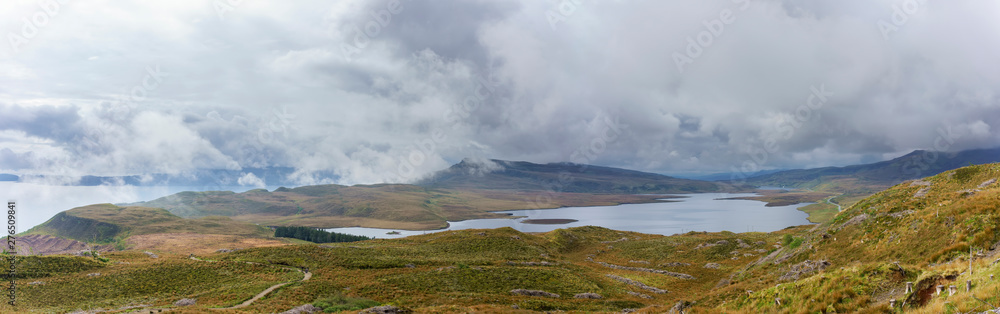 Panoramic image of beautiful scenery from the Storr trail , Isle of Skye , Scotland