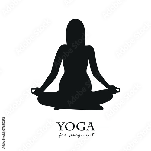 yoga for pregnant women silhouette vector illustration EPS10