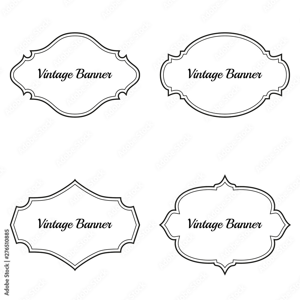 Set of vintage vector frames. Old fashion banners on white background.